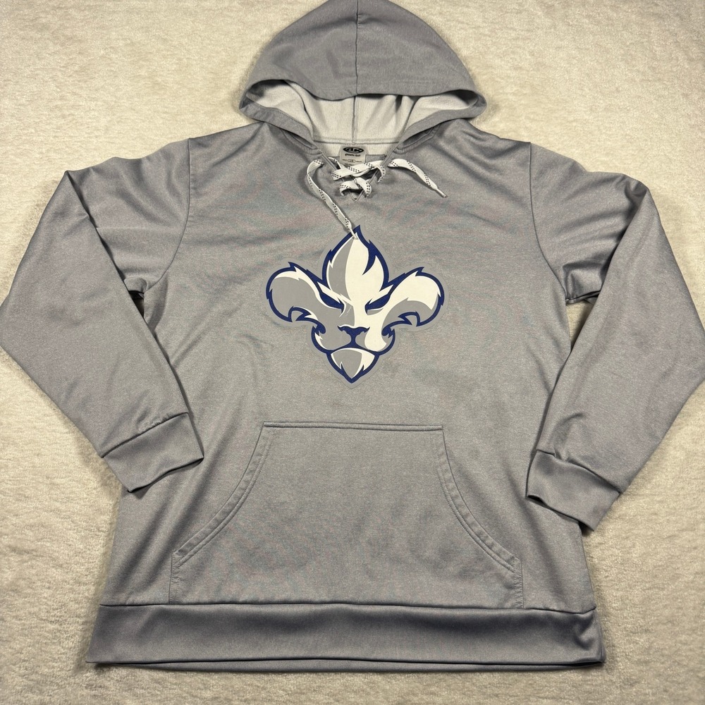 Athletic Knit Trois-Rivières Lions Lace Up Hockey Hoodie Mens L‎ Gray ECHL
